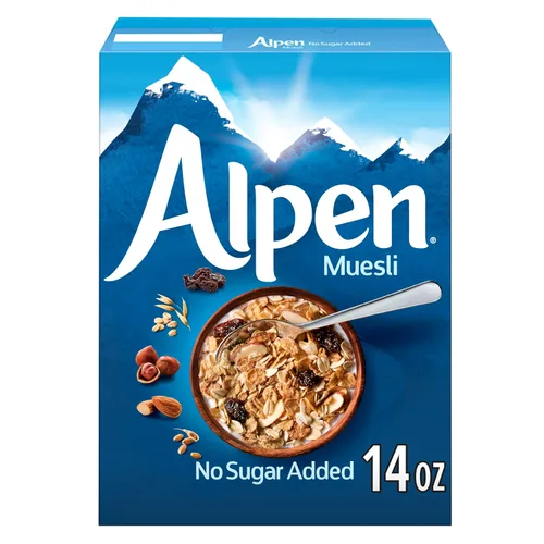 Miniatura 12 de Alpen Muesli Cereal original, cereal saludable para el corazón con copos de trigo, avena enrollada, nueces y pasas, proyecto verificado sin OMG