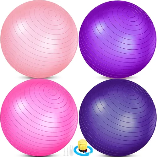 Miniatura 12 de Leyndo 4 pelotas de ejercicio de yoga de 26 pulgadas, para pilates, embarazo, parto, fitness, con bomba rápida, antiestallido, para mejorar