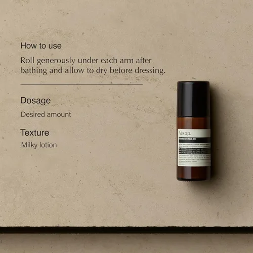 Miniatura 2 de Aesop Desodorante enrollable sin aluminio para mujeres y hombres, vetiver, zinc y árbol de té para reducir el olor y las bacterias, fórmula sin