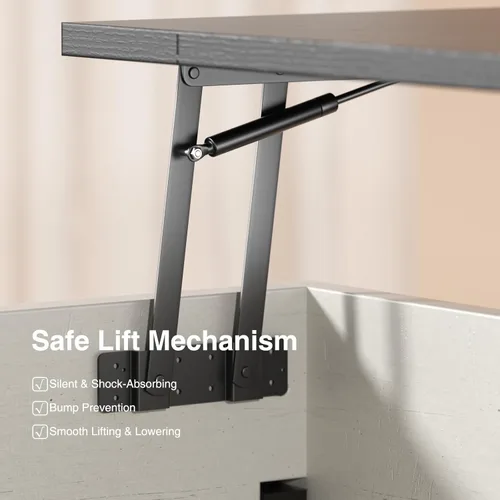 Miniatura 4 de Vabches Mesa auxiliar elevable de 35.4 pulgadas con almacenamiento, mesas de centro cuadradas de granja para sala de estar, mesa central