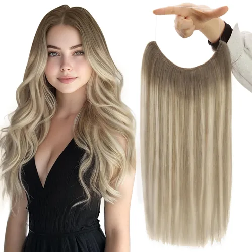 Miniatura 33 de Fshine - Extensiones de cabello humano con clip, de 16 pulgadas, con clip, color marrón chocolate, mezcla de rubio caramelo, extensiones de cabello