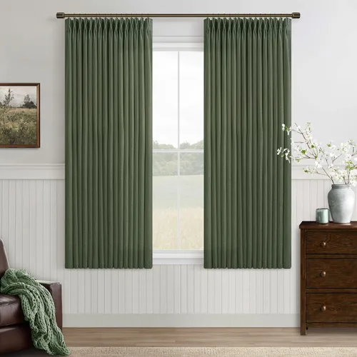 Miniatura 105 de TWODRAPES Cortinas de Lino Plisadas con Pinza Beige Blancas de 54 Pulgadas de Largo 2 Paneles para Comedor Cocina Dormitorio Plisadas Semi