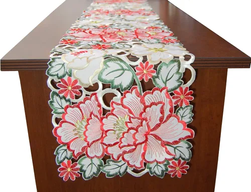 Miniatura 2 de EcoSol Designs Camino de mesa bordado con flores, parte superior, elegante centro de mesa para mesas rectangulares y ovaladas, ideal para eventos
