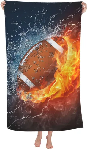 VOOHDDY Toalla de playa deportiva con pelota de fútbol americano, grande, suave, absorbente, de secado rápido, toallas de baño de gran tamaño para