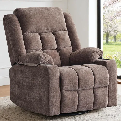 Miniatura 13 de Silla Reclinable Giratoria Eléctrica para Adultos, Sillas Reclinables Mecedoras con Masaje y Calor para Sala de Estar, Silla de Sofá Reclinable