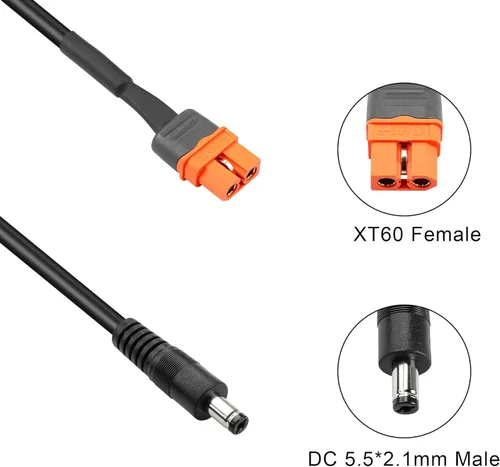 Miniatura 2 de Cable de alimentación de CC a XT60, 1M/3FT 16AWG DC 0.217 in X 0.083 in macho a XT60I (2+1) con cable adaptador hembra de pin de señal