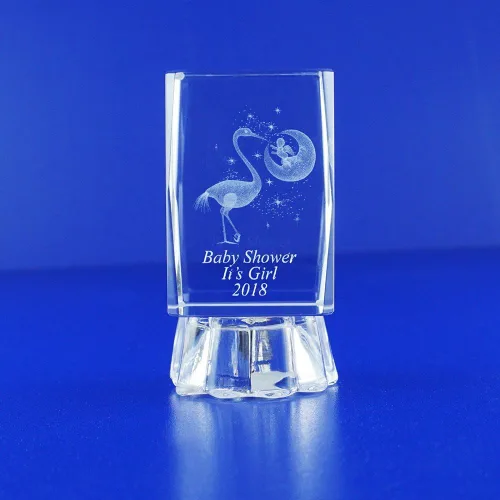 12 cubos de cristal grabados con láser personalizados con grabado láser 3D para baby shower, ya sea para niño o niña (2.5 pulgadas de alto)