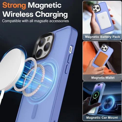 Miniatura 202 de Fuerte magnético para iPhone 11, compatible con Magsafe, [resistente a caídas de 13 pies] Funda trasera translúcida mate con sensación de piel