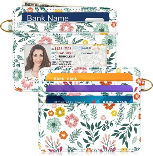 Miniatura 12 de Bolsillo frontal minimalista delgado con bloqueo RFID para tarjetas de crédito, cartera pequeña, bonita funda para tarjetas para mujeres, beige