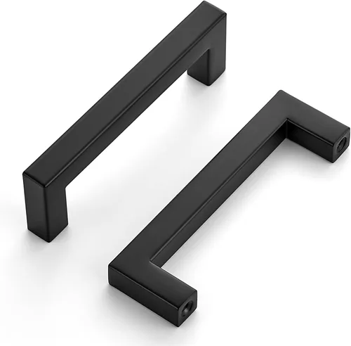 Miniatura 11 de Tiradores negros para gabinetes de cocina, tiradores negros para cajones de acero inoxidable cuadrados