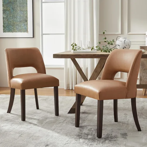 Miniatura 13 de VKNOW Juego de 2 sillas de comedor modernas, tapizadas de piel sintética, sillas de comedor, sillas de cocina, sillas de cena de granja para cocina