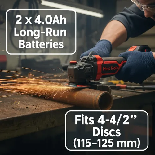 Miniatura 4 de Kit de amoladora angular inalámbrica sin escobillas de 21 V, 4-1/2 pulgadas, 9000 RPM, 2 baterías de 4.0 Ah y cargador rápido, 8 discos