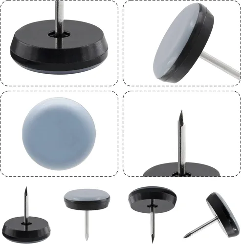 Miniatura 6 de 24 deslizadores de uñas de 7/8 pulgadas (0.866 in), deslizadores redondos de teflón para patas de silla, deslizadores de pies de muebles