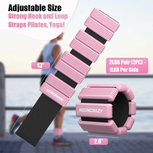 Miniatura 4 de Pilates - Pesas de tobillo y muñeca para mujer, juego de 2 pesas portátiles y fuertes para brazos y piernas (1 libra/2.2 libras cada una), pesas
