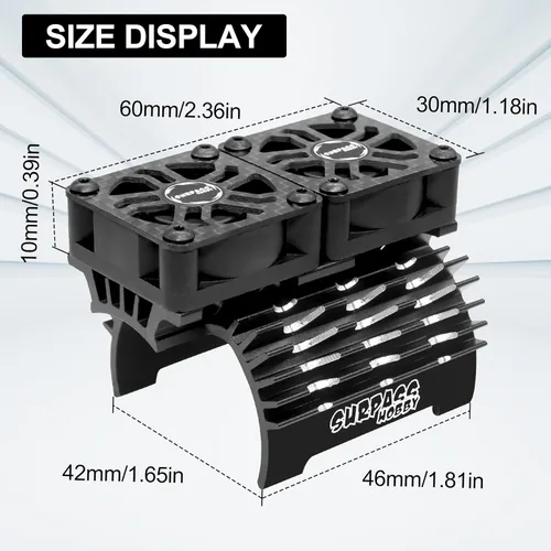Miniatura 7 de OGRC Ventiladores de refrigeración RC Dual de 30mm 27000 RPM Disipador de calor para motor de coche RC con cubierta de metal 4068 4274 Disipador