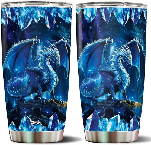 Miniatura 5 de Vaso Tumbler de Dragón Azul Regalos para Mujeres Niñas Hija Taza de Café 20oz Acero Inoxidable Aislado con Tapa Botella de Agua Taza de Viaje Regalo