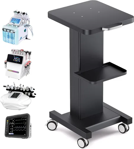 Miniatura 9 de Carrito de esteticista con ruedas, soporte de aluminio para máquina de belleza de spa, carga de 135 libras, carrito rodante de 3 niveles