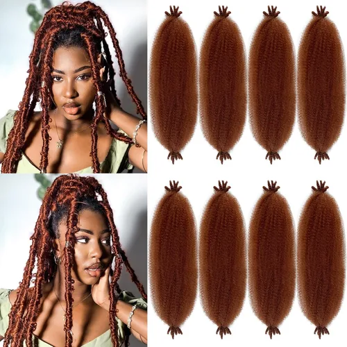 Miniatura 17 de Cabello Spring Twist Pre-Esponjado Color 4 Cabello Afro de Giros Elásticos 8 Paquetes Cabello Marrón Marley Twist para Trenzado para Locs de Marrón