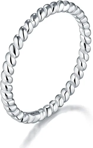 BORUO Anillo de plata de ley 925, anillos apilables de eternidad retorcidos de 0.079 in, tamaño 4-12