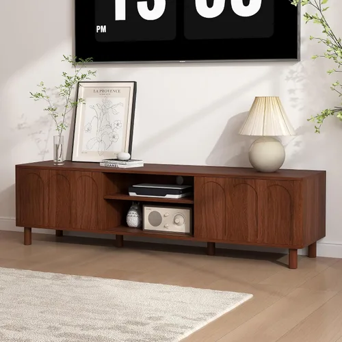 Soporte de TV para televisores de hasta 70 pulgadas, centro de entretenimiento con gran almacenamiento para sala de estar, consola multimedia con