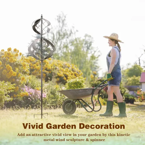 Miniatura 5 de Molinillos de viento al aire libre de metal - Molinillo de viento cinético grande para jardín, molinos de viento para adorno de césped en el patio