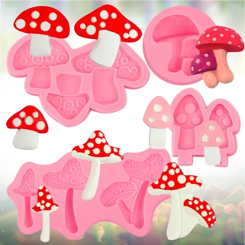 Molde de silicona de hongos para decoración de tartas, moldes para fondant, para fiestas temáticas de bosque, baby showers, decoración de cupcakes,