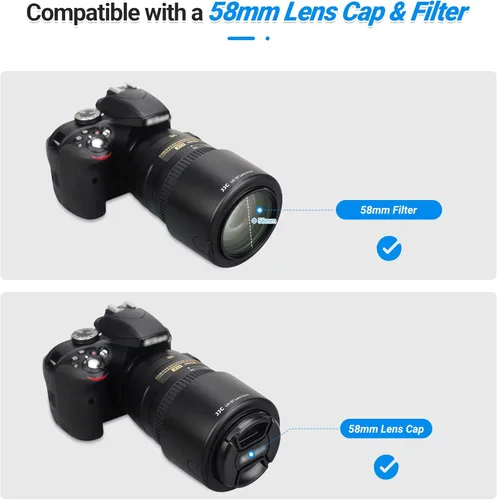 Miniatura 3 de JJC Parasol reversible para lente Nikon AF-S DX NIKKOR 2.165-11.811 in f/4.5-5.6G ED VR Zoom en NikonD3400 D3500 D5600 D7100 D7500 Reemplaza Nikon