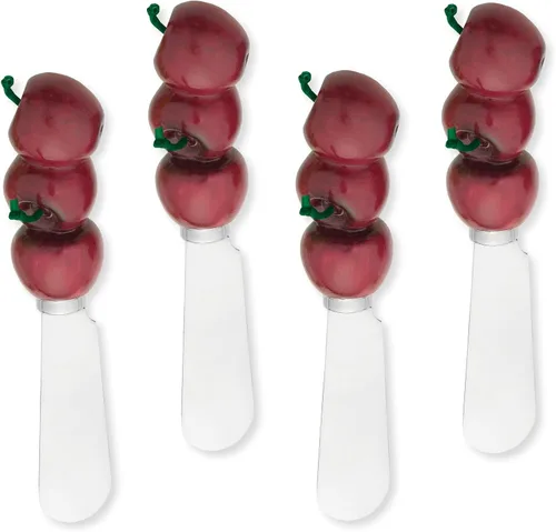 Miniatura 7 de Supreme Housewares Esparcidores de queso de manzana, asas de resina pintadas a mano con cuchillas de acero inoxidable para untar queso crema
