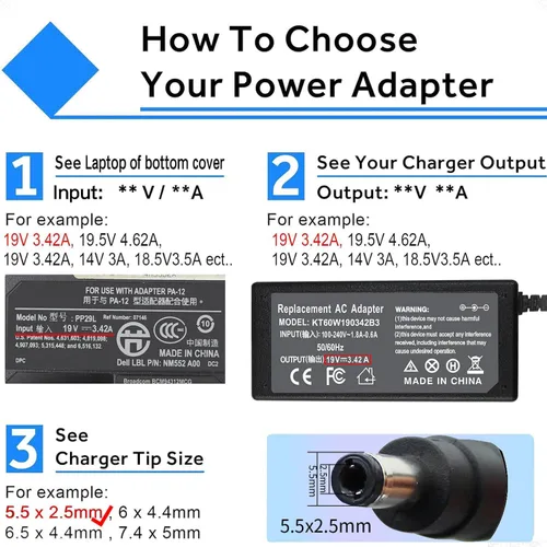 Miniatura 2 de Cargador portátil de 65 W 19 V 3.42A para Toshiba Satellite C55 C55D C55T C655 C655D C675 C855 C855D L55 L655 L675 L755 L775 L775D L855 P755 P845 T