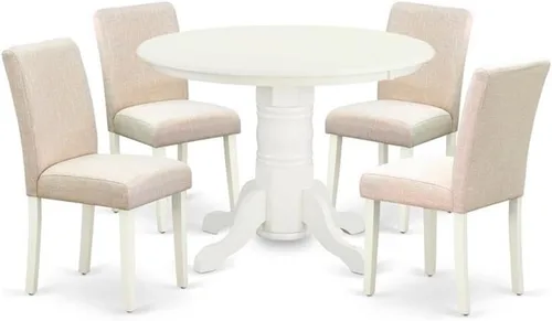 Miniatura 9 de East West Furniture SHAB3-BLK-06 - Juego de mesa de comedor moderno de 3 piezas que contiene una mesa de cocina redonda con pedestal y 2 sillas