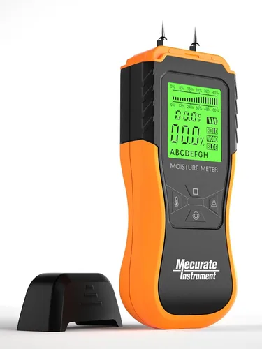 Mecurate - Medidor de humedad digital tipo PIN para madera con 3 indicadores de color, detector de humedad 2 modos 8 calibraciones retroiluminación