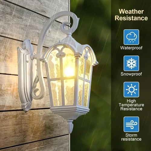 Miniatura 4 de Luces de pared para exteriores, para porche, patio, 17.1 pulgadas de alto, accesorios de iluminación de pared exterior blanca, impermeable