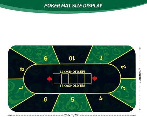 Miniatura 2 de nuveti 79 x 40 cartas de póquer plegables de Texas Poker con diseño de mesa, portátil, antideslizante, tapete de juego de mesa de goma suave y 79 X