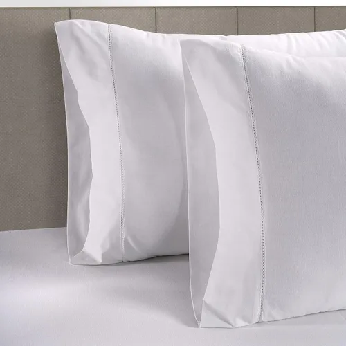 Miniatura 4 de Lane Linen - Juego de 2 fundas de almohada, 100% algodón orgánico, tamaño estándar, suaves, color blanco (20 x 26 pulgadas)