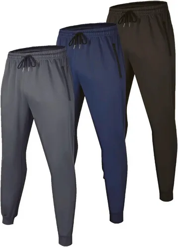 Miniatura 2 de RPOVIG Pantalones deportivos para hombre, paquete de 3 bolsillos con cremallera, pantalones deportivos para hombre, ropa de entrenamiento atlético