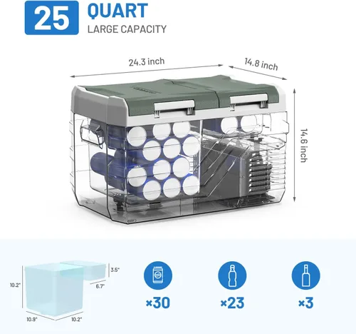 Miniatura 3 de Alpicool Refrigerador de 12 Voltios Portátil Refrigerador Portátil para Automóvil 25 Cuartos Nevera para Automóvil Portátil 12V Refrigerador