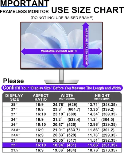 Miniatura 4 de FILMEXT Paquete de 2 Filtros de Pantalla de Privacidad para Computadora de 22 Pulgadas para Monitor de Escritorio/Sin Marco Todo en Uno 16:10