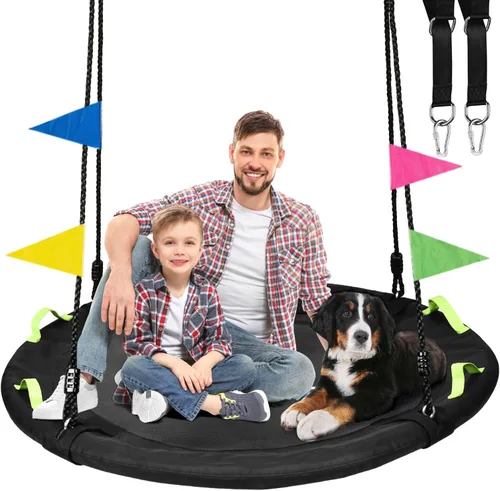 HeyZoo Columpio de Árbol de 48 Pulgadas, Columpio Volador Tipo Platillo Más Grande para Toda la Familia, Capacidad de Peso de 900 Libras, con