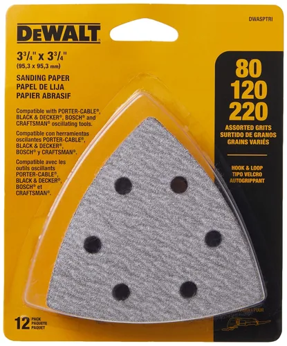 Miniatura 2 de DEWALT DWASPTRI papel de lija triangular de enganche y giro, surtida, paquete de 12