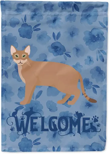 Miniatura 312 de Caroline's Treasures CK4813CHF - Bandera de bienvenida con gato abisinio azul, manga grande, para porche, para colgar en la pared, poliéster