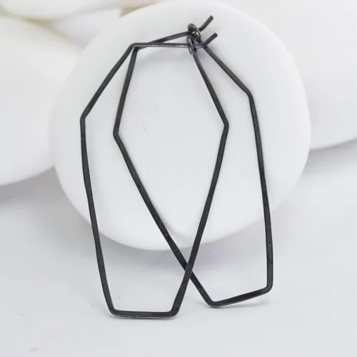 Miniatura 80 de Aretes de aro finos martillados, elegantes plata esterlina geométrica sólida, relleno de oro y relleno de oro rosa; para mujer por Lotus Stone
