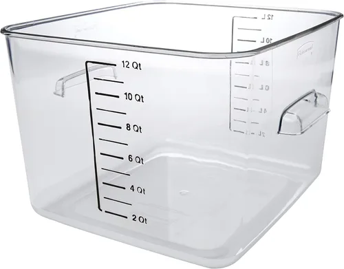 Rubbermaid Commercial Products Contenedor de almacenamiento de alimentos cuadrado para ahorrar espacio 12 cuartos de galón transparente para