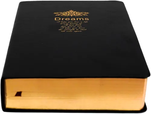 Diario grueso, papel en blanco de calidad superior, con borde dorado, cuaderno de tapa dura con cubierta negra suave de piel sintética, de 416