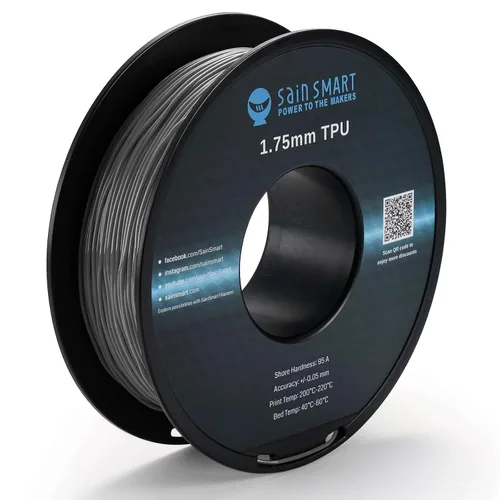 Miniatura 15 de Bobina de filamentos para impresoras 3D SainSmart, 0.06 pulgadas, flexible, TPU, 1,7 libras, Negro, 1