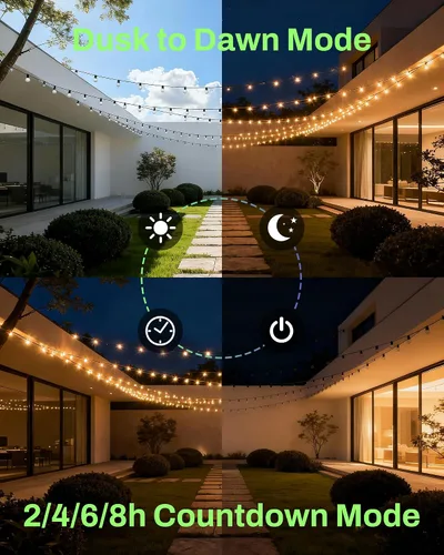 Miniatura 4 de BN-LINK Temporizador para exteriores con control remoto, sensor de luz del atardecer al amanecer, salida de temporizador impermeable enchufable, 2