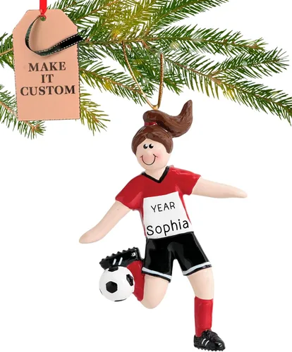 Miniatura 10 de Adorno de fútbol personalizado 2025 Personalización gratuita las 24 horas Adornos de Navidad deportivos grabados con láser para árbol Recuerdo