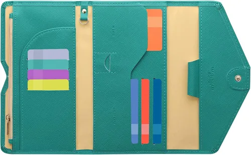 Miniatura 93 de Zoppen - Billetera de viaje con bloqueo RFID multiusos (Ver.4) Portatarjetas de pasaporte y vacunas, organizador de documentos de tres pliegues