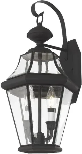 Miniatura 6 de Livex Lighting 2261-91 Georgetown - Farol de pared para exteriores, 2 luces, níquel cepillado