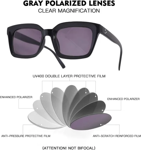 Miniatura 3 de MARE AZZURO Gafas de Lectura para Mujeres con Protección UV Lentes de Sol 50 75 100 125 150 175 200 225 250 275 300 325 350 375 400 (Negro, 1.50)