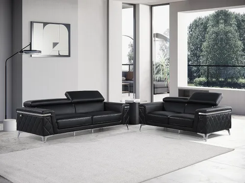 Miniatura 2 de Blackjack Furniture Amalfi - Juego de sofá de cuero italiano de grano superior para sala de estar con elegante diseño italiano, reposacabezas